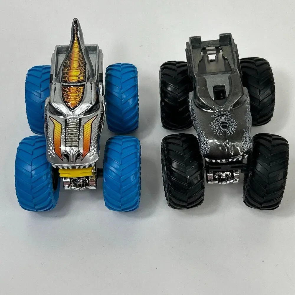 Hot Wheels Monster Truck Jam Mega Wrex Grey Silver Blue Tires 1:64 Tyrannosaurus